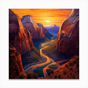 Sunset In Zion 9 Canvas Print