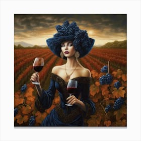 Woman In A Vineyard Canvas Print