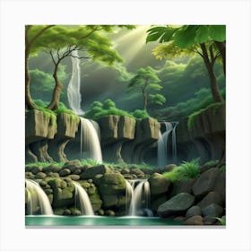 Waterfall In The Forest Canvas Print