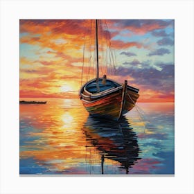 Sailboat At Sunset Canvas Print