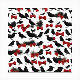 BLACKBIRDS WITH RED BOWTIES Canvas Print