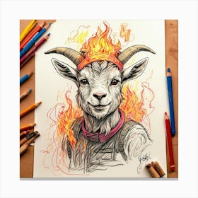 Goat On Fire 13 Canvas Print