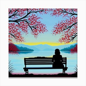 Bench By The Lake Canvas Print