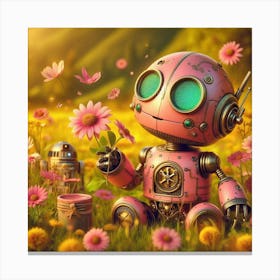 Robot In The Meadow 1 Canvas Print