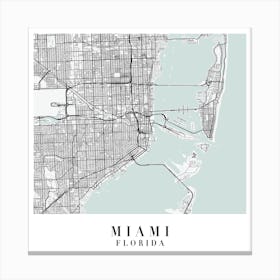 Miami Florida Street Map Minimal Color Square Canvas Print