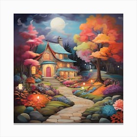 House At Night 1 Canvas Print