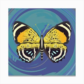 Mechanical Butterfly The Callicore Aegina On A Blue Background Canvas Print