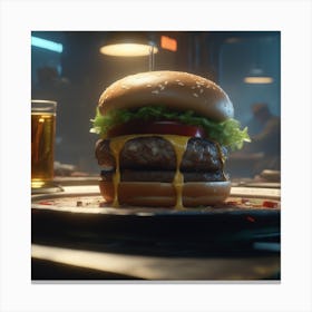 Burger On A Plate 65 Canvas Print