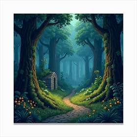 Enchanted Forest With Glowing Fireflies And Ancient Ruins 1 Canvas Print