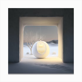 White Ball In The Snow Canvas Print