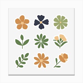 Flower Stickers Set Canvas Print