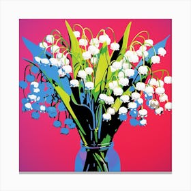 Andy Warhol Style Pop Art Flowers Lily Of The Valley 2 Square Canvas Print