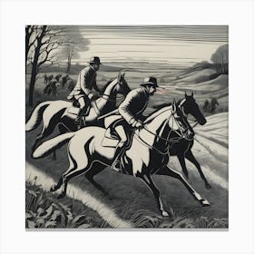 'Hunting Party' Linocut Canvas Print