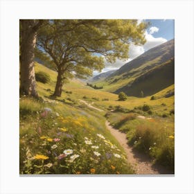 Dreamshaper V7 A Tranquil Sundappled Glen Where Wildflowers Sw 0 Canvas Print