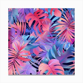 Tropical Leaves Seamless Pattern 18 Canvas Print