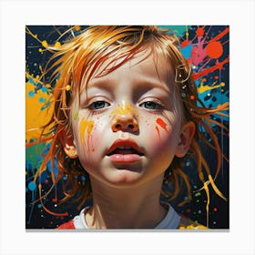 Child With Paint Splatters 2 Canvas Print