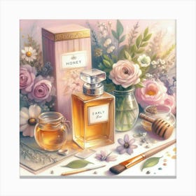 Bottle of perfume illustration Canvas Print