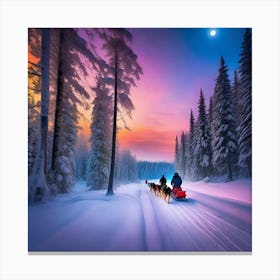 Sled Dogs At Sunset 1 Canvas Print