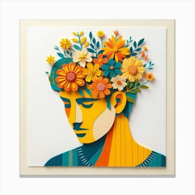 Man With Flowers In His Head Canvas Print
