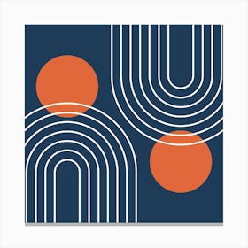 Mid Century Modern Geometric B20 In Navy Blue And Orange (Rainbow And Sun Abstract) 02 Canvas Print