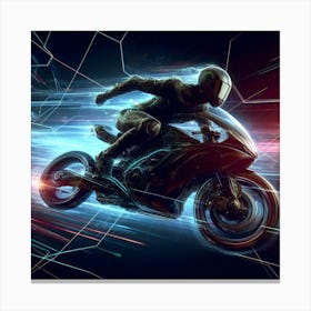 Futuristic Motorcycle Rider Canvas Print