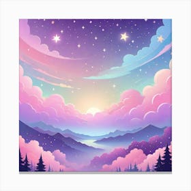 Sky With Twinkling Stars In Pastel Colors Square Composition 197 Canvas Print