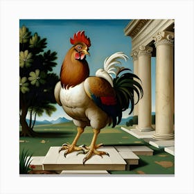 Rooster In The Garden Canvas Print