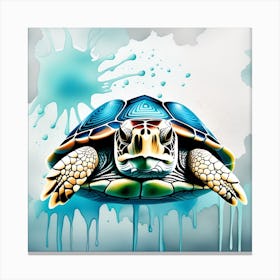 Turtle Painting Watercolor Dripping 1 Canvas Print