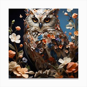 Beautiful owl amidst roses Canvas Print