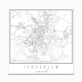Jerusalem Israel Street Map Canvas Print