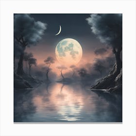 Full Moon Over Water Canvas Print