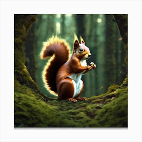 Red Squirrel In The Forest 24 Canvas Print