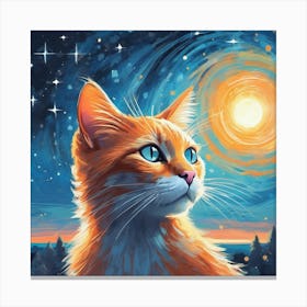 van gogh cat Canvas Print