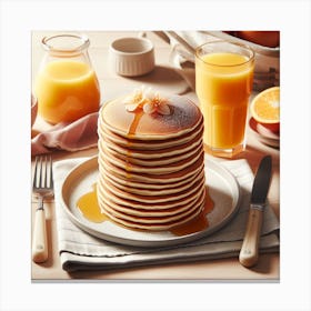 Pancakes And Orange Juice Canvas Print