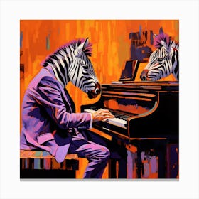 Zebras At The Piano 1 Canvas Print
