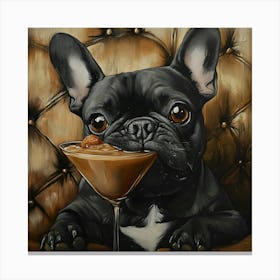 Frenchie With Espresso Martini 3 Canvas Print