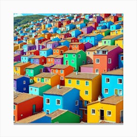 Colorful Houses In Colombia Canvas Print