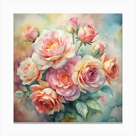 Watercolor Roses 15 Canvas Print