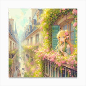 Girl In A Balcony Canvas Print