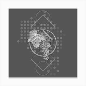 Vintage Grape Vine Botanical with Line Motif and Dot Pattern in Ghost Gray n.0001 Canvas Print