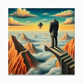 Man On Top Of A Mountain Canvas Print