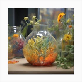 Jar with flowers,, Van Gogh style Canvas Print