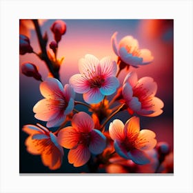 Cherry Blossoms At Sunset Canvas Print