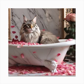 Maine Coon Cat Enjoying 2 Canvas Print