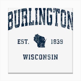 Burlington Wisconsin Wi Vintage Athletic Navy Sports Design Canvas Print