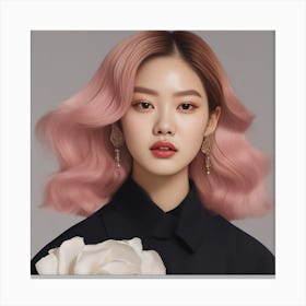 Korean Girl With Pink Hair 1 Canvas Print