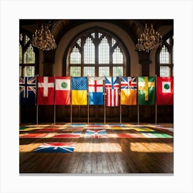 A Collection Of Intricately Designed Global Country Flags Aligned Neatly In A Grid With Each Flag (5) Canvas Print