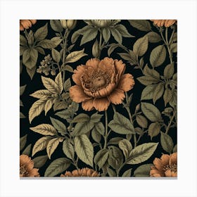 Peonies On A Black Background Canvas Print