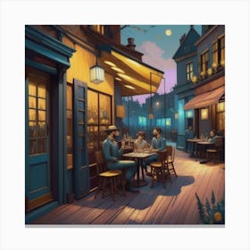 Cafe At Night Canvas Print