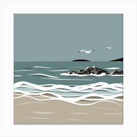 Seagulls On The Beach 2 Canvas Print